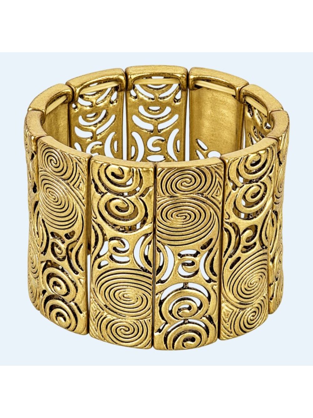Unbranded Bracelet Gold Tone Geometric Stretch Statement Wide 2 Inch 8 Inch